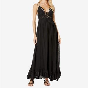 Free People Adella Maxi Slip in Black